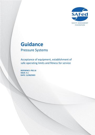 PSG16 ISSUE 4.1 - Acceptance of equipment, establishment of safe operating limits and fitness for service