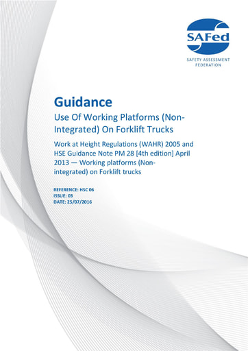 HSC 06 Issue 03 - Guidance – Use of working platforms on forklift trucks