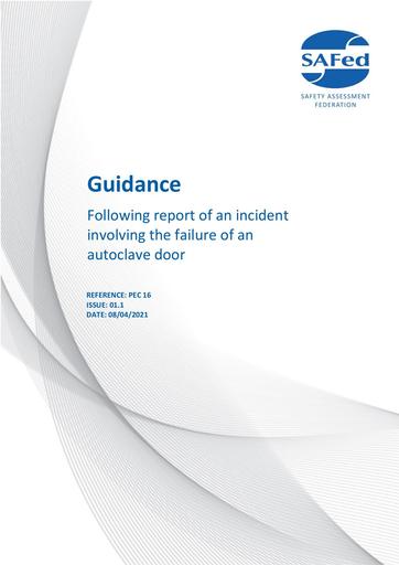 PEC16 - ISSUE 1.1 – Following report of an incident involving the failure of an autoclave door